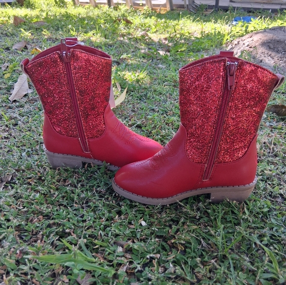 PAWZ Red Sparkle Little Gitl' Boots - Picture 3 of 7